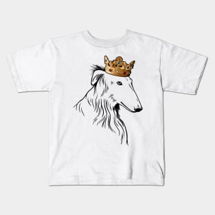 Borzoi Dog King Queen Wearing Crown Kids T-Shirt